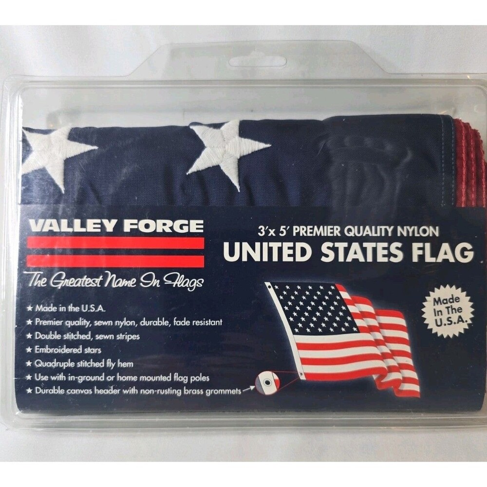 American Flag 3 ft x 5 ft Sewn Nylon Best Brand by Valley Forge USA stitched 4x